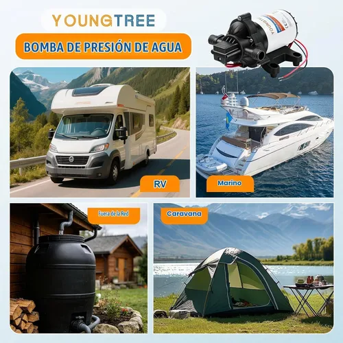 Vista 8 de YOUNGTREE - Bomba de agua de 12 V, bomba de diafragma de presión de agua de White1