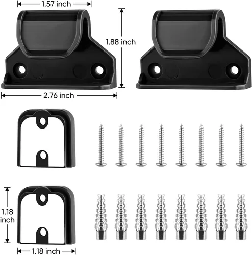 Vista 3 de Kit de piezas de repuesto retráctil para puerta de bebé, juego completo de accesorios de montaje en pared con soportes, anclajes y tornillos (negro)