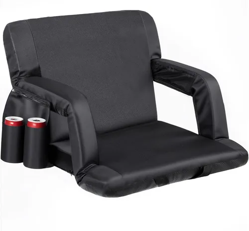 Vista 11 de Nova Microdermabrasion Asiento de estadio de 20.5 pulgadas / 25 pulgadas de ancho para gradas con soporte de espalda, cojín acolchado portátil Negro