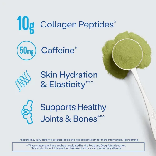 Vista 3 de Vital Proteins Suplemento en polvo de péptidos de colágeno Matcha, polvo de té verde matcha, 10.5 onzas, sabor original