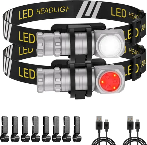 Vista 8 de Linterna frontal LED recargable para correr, al aire libre y uso de emergencia