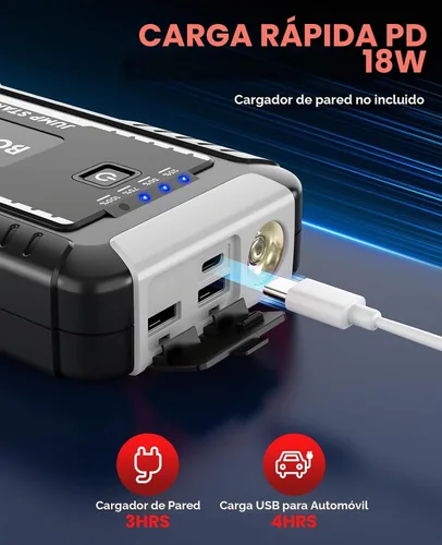 Vista 5 de BOOKOO Arrancador portátil del salto de la batería del coche 4500A 12V para Negro - plata