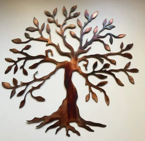 Vista 4 de Decoración de pared de metal con árbol de olivo, diseño del árbol de la vida, para el hogar