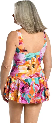 Vista 2 de Maxine of Hollywood Traje de baño de una pieza con costura frontal para mujer Multi/ Sunset Bouquet