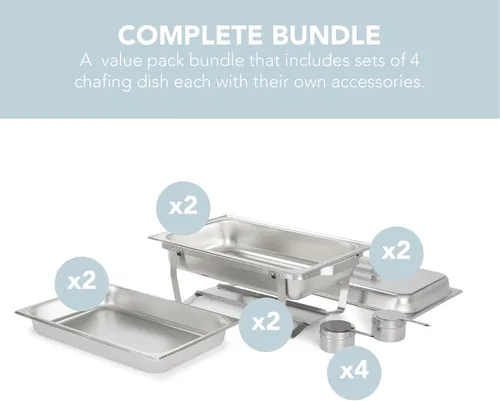 Vista 6 de ALPHA LIVING 70012-Gray Paquete de 2 Platos Calentadores de 8QT de Acero Inoxidable de Alta Calidad Juego Completo, 8 Qt, Mango Gris Alpino