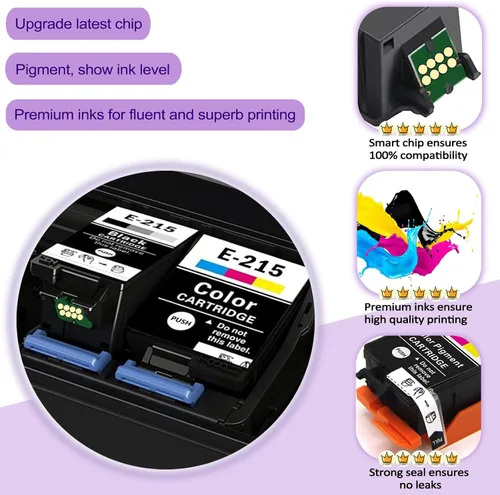 Vista 3 de E-T215 E-215 Cartuchos de tinta remanufacturados de repuesto para impresora móvil WF-100 WF-110 EC-C110, T215120-S T215530-S Pigment C/M/Y/K BCS