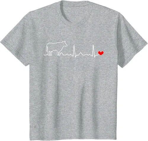 Vista 52 de Camiseta de paciente con corazón I Love My Cow Valve EKG Heartbeat Heart Pacient, Negro, S