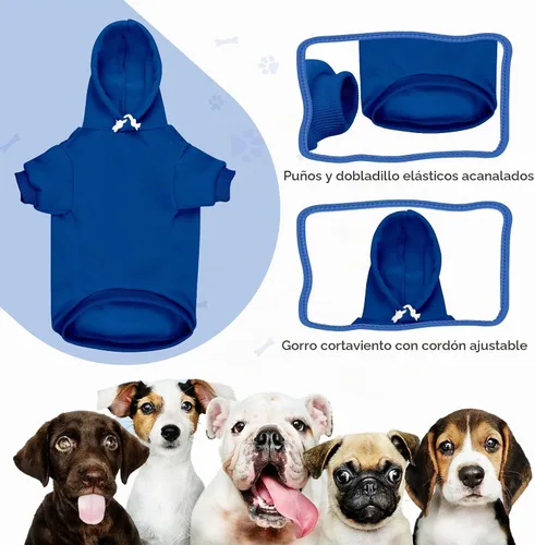 Vista 2 de Suéteres para Perros Pequeños Suéter para Mascotas Sólido Suave Forro Polar Cepillado Sudadera con Capucha para Perro Ropa Sudadera con Capucha