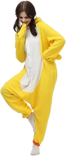 Vista 4 de Wishliker Unisex-Adult Costume Animal Cartoon Onesie Pajamas Loungewear Yellow Duck