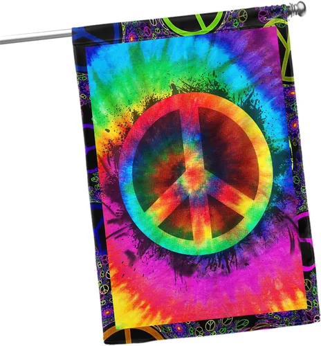 Vista 15 de Banderas PSL318F - Bandera hippie de personas que viven la vida en paz PSL318F, bandera de jardín (11.5 x 17.5 pulgadas), banderas de jardín de casa