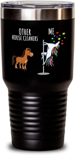 Vista 7 de Unicorn House Cleaner Tumbler Other Me Funny Gift For Coworker Women Her Cute Office Birthday Present Magical Joke Quote Gag Insulated Cup With Lid