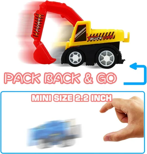 Vista 2 de Juego de 20 piezas surtidas de mini camión de juguete y auto de carreras, juego de vehículos de construcción para niños, regalos de fiesta