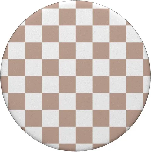 Vista 3 de Tablero de ajedrez marrón y blanco - Patrón a cuadros PopSockets estándar PopGrip