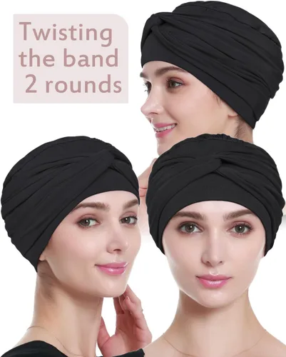 Vista 4 de Alnorm Gorro de quimioterapia, sombrero de viscosa para mujer, turbante para la cabeza para mujer
