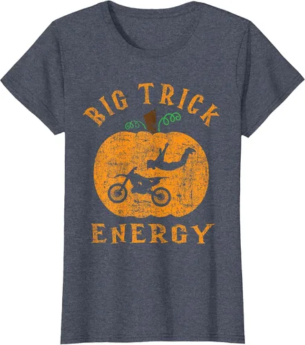 Vista 26 de Dirt Bike Motocross Halloween - Pumpkin Jack O Lantern T-Shirt Asphalt Grey