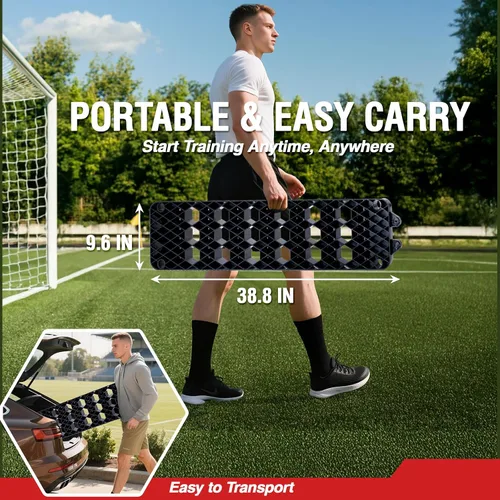 Vista 5 de ZEALFEEL - Tablero de Rebote de Fútbol, 6 modos de Rebote en 1, Portátil, Superficie Dual, Pared de Fútbol con 3 Ángulos Ajustables para Pase