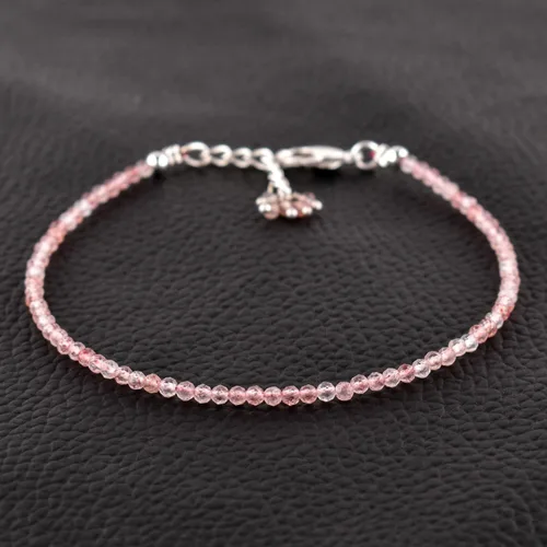 Vista 64 de Natural Gemstone Micro Round Beads Dainty Choker Bangle Bracelet, Handmade Jewelry for Women, Healing Chakra Crystals Silver Plated Chain 8 inch