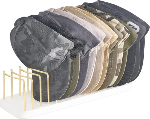 Vista 11 de Mkono Organizador de sombreros para gorras de béisbol, soporte para sombreros para 10 gorras de béisbol, soporte para sombreros de mesa, organizador