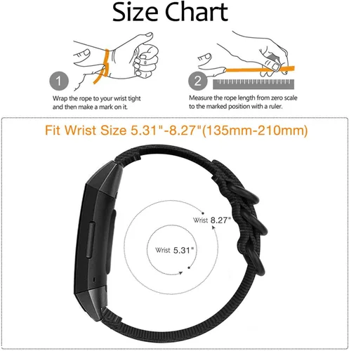 Vista 5 de Abanen Bandas de nailon para Fitbit Charge 6 / Charge 5, correa de nailon tejido de secado rápido con cierre de anillo de acero inoxidable ajustable