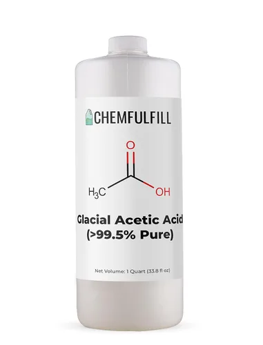 Vista 4 de Chemfulfill - Ácido acético glacial 99% puro, ácido etanoico de alta pureza para uso industrial y de laboratorio, tamaño de media pinta