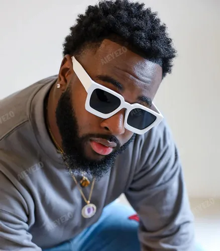 Vista 4 de AIEYEZO Gafas de sol cuadradas para mujeres y hombres, gafas de sol cuadradas con montura gruesa, estilo de diseñador simple
