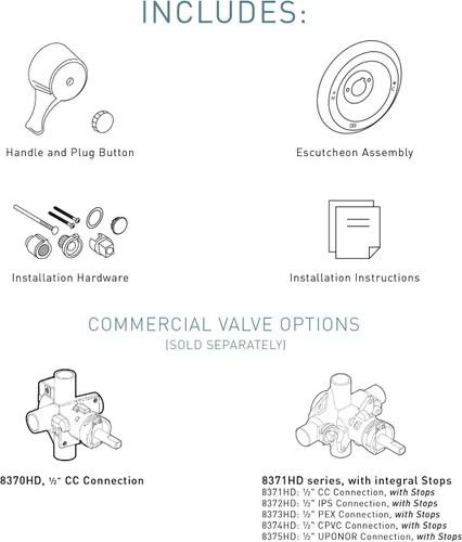 Vista 2 de Moen T8370 Comercial Posi-Temp Control de Válvula de Equilibrio de Presión, Cromo (Paquete de 3)
