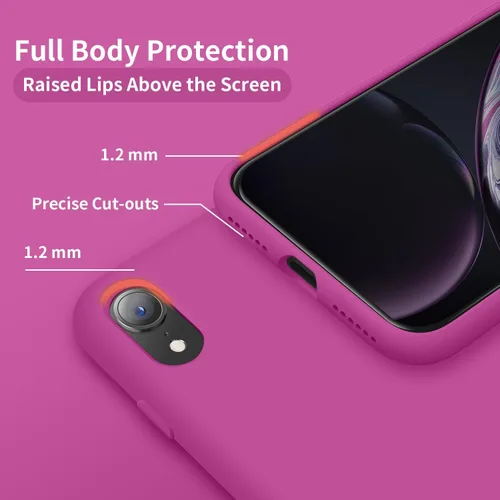 Vista 3 de Cordking Funda diseñada para iPhone XR, funda de silicona ultra delgada a prueba de golpes con [forro de microfibra suave antiarañazos], 6.1 Rosado