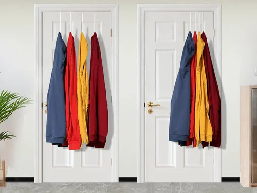 Vista 9 de Ganchos de acero largos individuales para puerta, paquete de 4