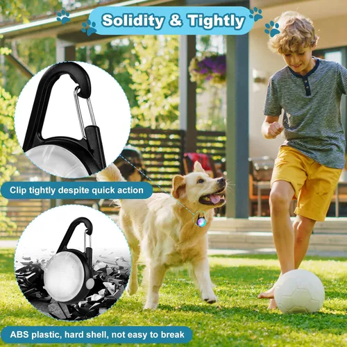 Vista 6 de Collar de perro con clip para caminar nocturno, 4 modos, negro, paquete de 2
