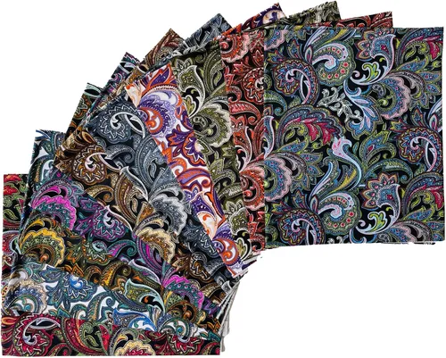 Vista 11 de Paquetes de tela de algodón acolchado de 18 x 22 pulgadas para coser, 10 unidades de flores blancas y negras 18" x 22" Fat Quarters Quilting