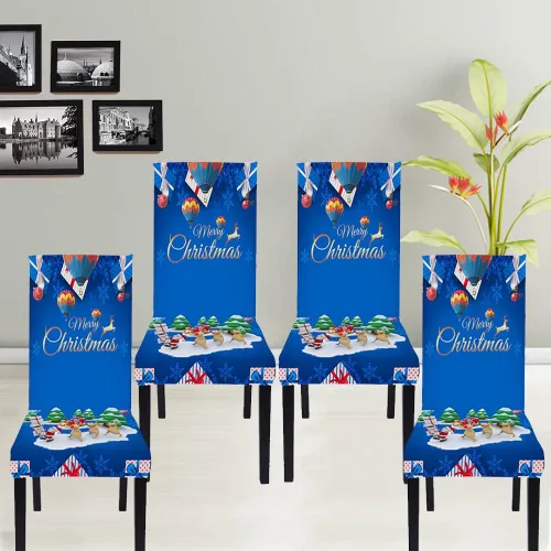 Vista 5 de Andreannie Juego de 6 fundas para sillas de comedor de Navidad, fundas elásticas extraíbles para sillas de comedor, fundas protectoras decorativas