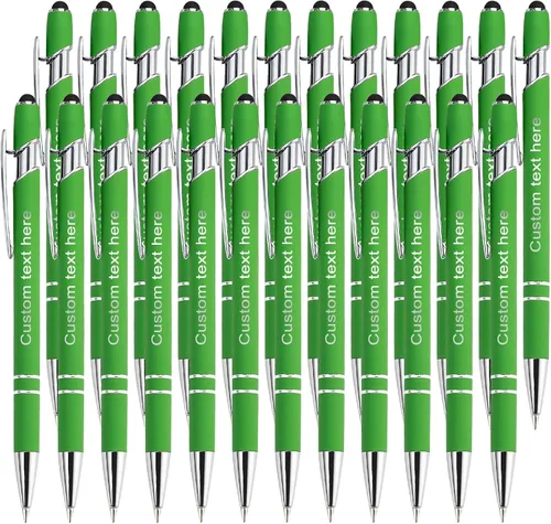 Vista 20 de Bolígrafos personalizados a granel con punta de lápiz capacitivo, bolígrafos personalizados de 0.020 in con nombre, logotipo o mensaje grabado