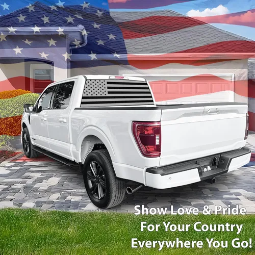 Vista 2 de BOGAR TECH DESIGNS Calcomanía de vinilo precortada para parabrisas trasero compatible con Ford F-150 F150 2015-2024, negro mate