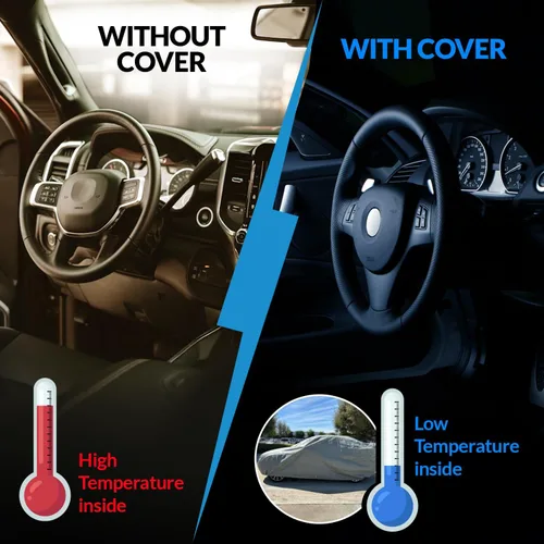 Vista 5 de Cubiertas de coche de 7 capas impermeables para todo tipo de clima Cobertura pesada para automóviles y coches Cobertura de lluvia de calidad