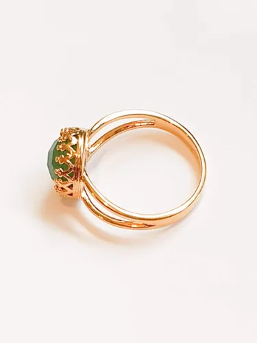 Vista 3 de Anillo de jade relleno de oro de 14 quilates con piedra natural de piedra preciosa ajuste princesa