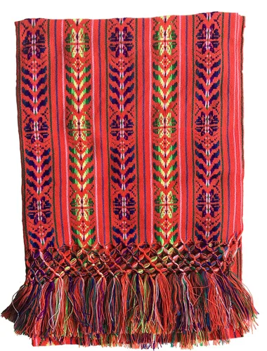 Vista 2 de ALKIMIA INC Chal Rebozo colorido hecho a mano mexicano Naranja