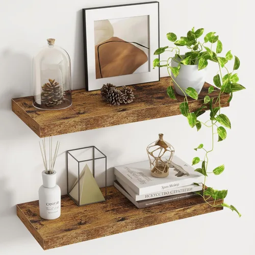 Vista 21 de Fun Memories Estantes flotantes – Estante de pared de 9.3 pulgadas de profundidad para decoración y almacenamiento – Estantería de exhibición
