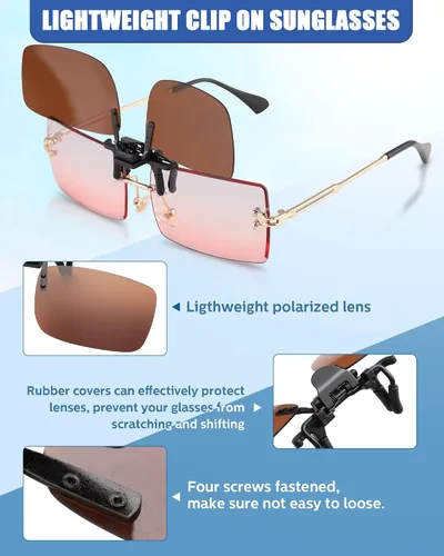 Vista 3 de 5 pares de gafas de sol polarizadas con clip sin borde gafas de conducción antirreflejos
