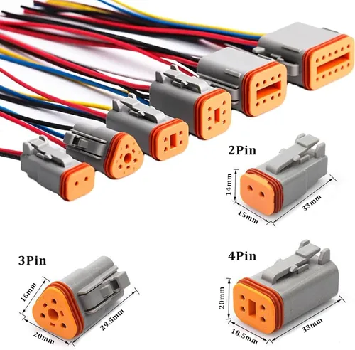 Vista 7 de Paquete de 6 conectores Deutsch DT de 2 pines, conectores eléctricos impermeables macho y hembra, arnés de cableado con cable de 16 AWG