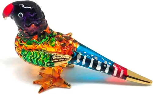 Vista 11 de (Bundle of 2) Handmade Mini Blown Glass 2" Blue Parrot Bird Fantasy Figurine Art, Cool Stuff, Miniature Animals, Home or Garden Decor Gift Ideas