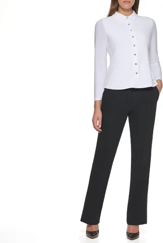 Vista 2 de Tommy Hilfiger Top de manga larga con cuello y botones frontales para mujer
