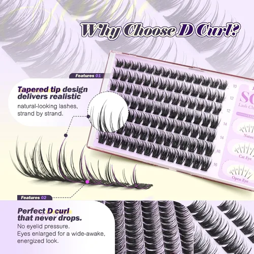 Vista 5 de Wispy Lash Racimos de Pestañas de Aspecto Natural Manga, Extensiones de Pestañas en Racimo de 0.39-0.630 in, Extensiones de pestañas en racimo en D