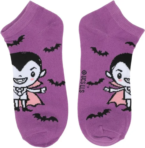 Vista 2 de Bioworld Universal Monsters Chibi Monsters - Calcetines tobilleros para mujer (5 pares), Multi colorido