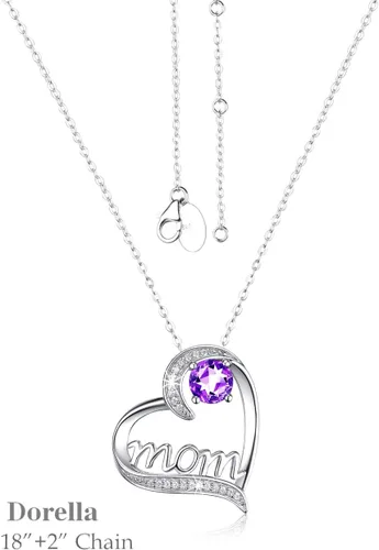 Vista 3 de Dorella - Collar de plata de ley 925 para mujer, con dije de corazón con joya de nacimiento para mayo y junio, esmeralda, regalo de cumpleaños
