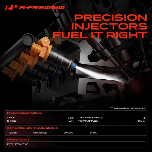 Vista 2 de A-Premium Inyectores de combustible compatibles con Hyundai Genesis Coupé 2010 2011 2012 L4 2.0L, gas, juego de 4