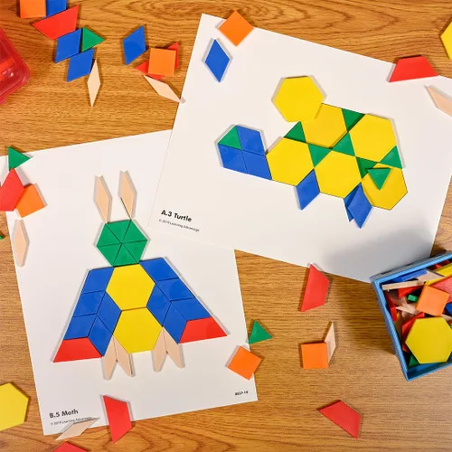 Vista 5 de Tarjetas de actividades de bloques de patrones Learning Advantage - Actividad de aprendizaje en casa para matemáticas tempranas y geometría - Juego
