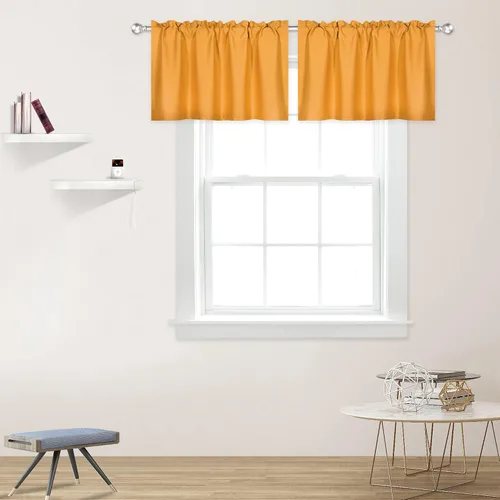 Vista 14 de DECOVSUN Cenefas Aqua para ventanas de cocina, con bolsillo para barra, opacas, con aislamiento térmico, 1 panel de 42 x 18 pulgadas