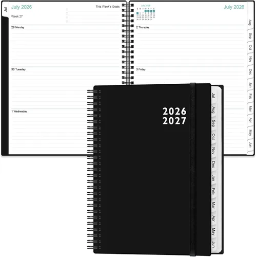 Vista 21 de Agenda 2026 – Agenda semanal y mensual de enero de 2026 a diciembre de 2026, planificador 2026 encuadernado en espiral con 12 pestañas mensuales