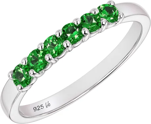 Vista 16 de Boston Bay Diamonds Sterling Silver 6 Birthstone Eternity Fashion Band 01 de enero - Granate genuino