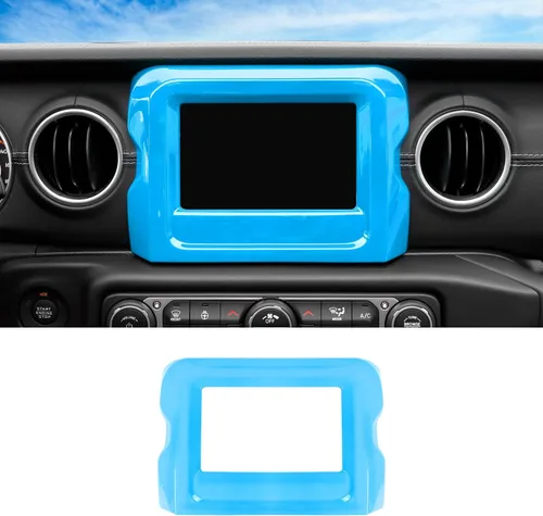 Vista 18 de CheroCar Marco de panel de pantalla GPS de navegación, accesorios interiores compatibles con Jeep Wrangler JL JLU y Gladiator JT 2018-2022, azul..
